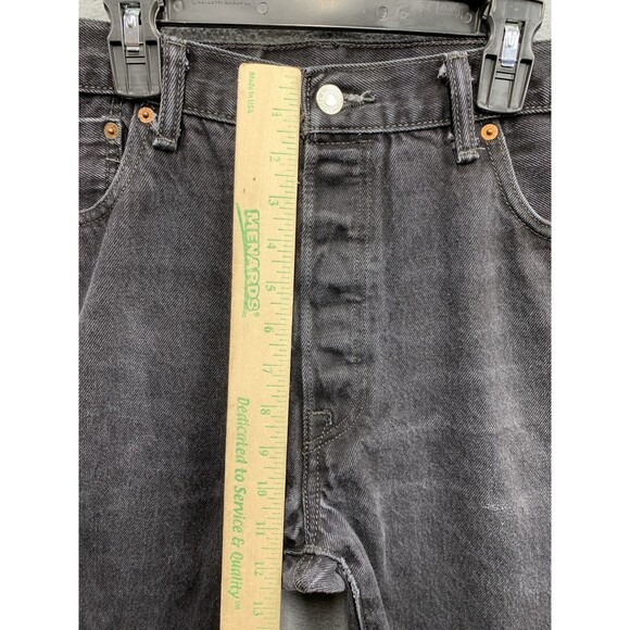 Levi's 501 Mens Denim Jeans Original Fit Button Fly Black 2016 Size 36X32 Read - Picture 6 of 16